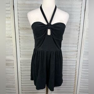 WILD FABLE Terry Cloth Shortie Romper/Swim Cover Up Black-Medium